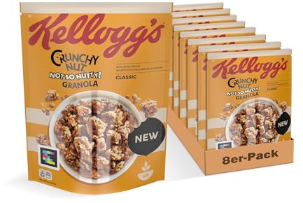 Kellogg's Crunchy Nut Granola Classic (8 x 380 g) – Knusper Müsli aus Haferflocken – Vollkorn-Granola ohne künstliche Farb- und Aromastoffe
