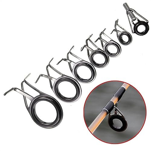 Angelrute Reparatur Zubehör 7 Stücke Gemischte Größe Angeln Top Ringe Rutenstange Reparatursatz Schnurführungen Augen Sets. See-Stabführungsring