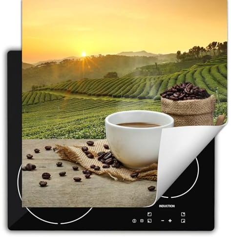 SMTDeco herdabdeckplatte Induktionsmatte herdabdeckung ceranfeld abdeckplatten für ceranfelder induktionskochfeld schutzmatte 60x52 cm Kaffee grün