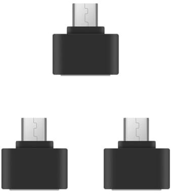 NeaxgeandX Set di 3 adattatori Micro-USB OTG da USB femmina a micro USB maschio, connettore V8 per smartphone, convertitore OTG ad alta velocità, nero