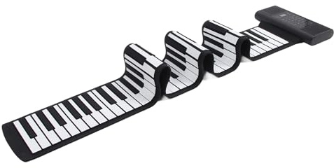 Sxhlseller Pianoforte Roll Up a 88 Tasti, Tastiera Pianoforte Pieghevole, Pianoforte con Display a LED Ricaricabile, Pianoforte Elettronico MIDI con 128 Toni, 128 Ritmi, 14 Brani Demo