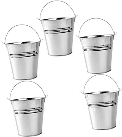 KICHOUSE 5pezzi Cestini per Patatine Fritte in Lamiera Contenitori Snack per Feste da Tavolo Secchiello per Snack e Patatine Fritte