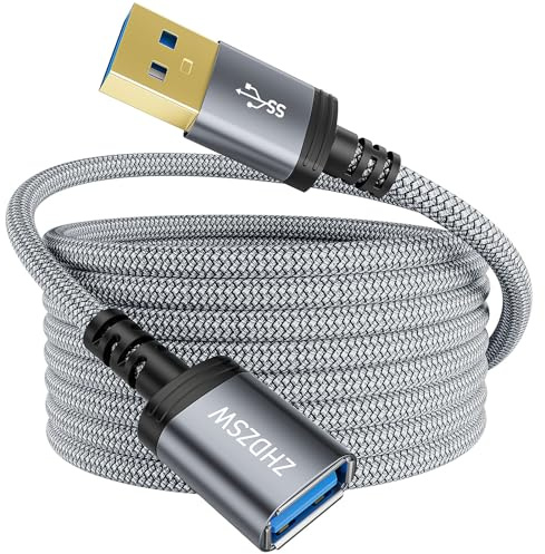 Kiuet USB3.0 Extension Cable 2M,Type A Male to Female Extension Cable Braided Compatible with USB Keyboards, Mice, Xbox, Flash Drives, Hard Drives, Printers etc