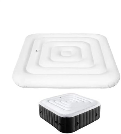 Cubierta inflable for bañera de hidromasaje, redonda, ahorradora de energía, for exteriores, resistente al viento, antidesbordamiento por lluvia, cubierta térmica, accesorios for bañera(Square 162cm)