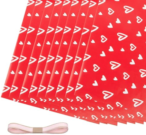 8 Fogli di Carta da Regalo, 50x70 cm Cuori di Carta, Cuore d'amore Rosso Regalo San Valentino, adatta per Matrimoni, Compleanni, Festa Della Mamma