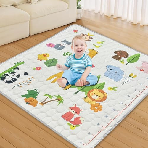 Trdlpyn Baby Krabbelmatte aus Baumwolle - 127x127 cm, faltbar, rutschfester Laufstall, Maschinenwaschbar