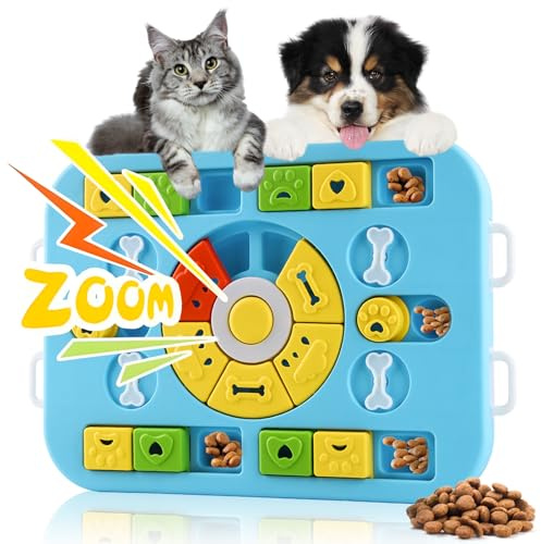 Panemy Juguete Inteligente para Perros, Puzzle Alimentador Lento, Juguete Interactivo, Comedero Antivoracidad para Perros y Gatos (Azul)