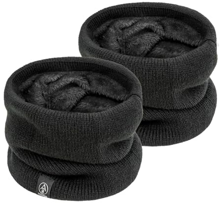 SEFIRST 2 Stück Winter Halsschlauch Herren Ski, Schlauchschal Herren, Loop Schal Halswärmer Nackenwärmer Männer Gesichtsschal Damen, Winddichte Thermo, Fleece Rundschal für Fahrrad Joggen, Schwarz