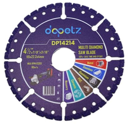 Dapetz ® 115 Mehrzweck-Sägeblatt Holz Metall Stein Trocken oder Nass Trennscheibe für Porzellan Fliesen Keramik Granit Marmor Hartmaterial Mauerwerk Winkelschleifer Kreissäge Diamantscheibe Blatt