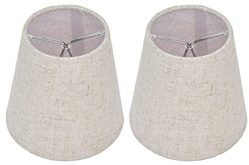 Pantalla de lámpara de mesa con clip de tela para transmisión de luz, tela de hierro para dormitorio, pasillo, estudio, hotel, 2 unidades (PT13)
