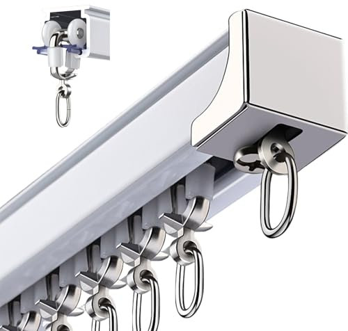 APMOE Gardinenschiene 1 Läufig - Vorhangschiene Aluminiumlegierung Curtain Rail Deckenmontage Schiebegardinen Schiene Wandstärke 2,8 mm für Schlafzimmer/Arbeitszimmer(1.7M/5.5FT)