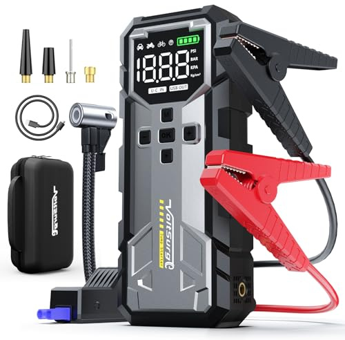 7000A Booster Avviamento Auto con Compressore 160PSI, VoltSurge Avviatore Emergenza per Auto (Fino a ALL Gas/10.0L Diesel), 12V Starter Batteria con Torcia