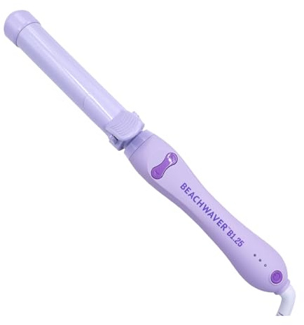 Beachwaver Co. B1.25 Rotating Curling Iron - Lilac | Automatic 1 1/4-Inch Ceramic Curling Iron - Larger Barrel Size for Medium-to-Long Hair! | Auto-Shut Off, Travel-Friendly, Dual Voltage