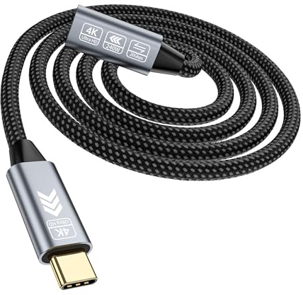HOTUTUKI USB C Extension Cable 6.6FT, 20Gbps/240W USB3.2 Type C Extender Cord, 4K@60Hz Video Output Nylon Braided USB C Male to Female Extension Charging Cable Compatibility with Thunderbolt 4/3