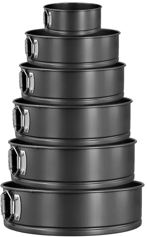 SYUTBOU 6 stycken svart springform, non-stick belagd kolstål rund bakformsset, rund kakform