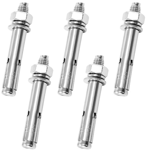 Tunejoy Ankerbolzen Edelstahl M10x70 Schwerlastanker Sechskant Ankerschrauben Expansion für Geländer Fenster Vorhangfassaden Maschinen Balken 5 Stück