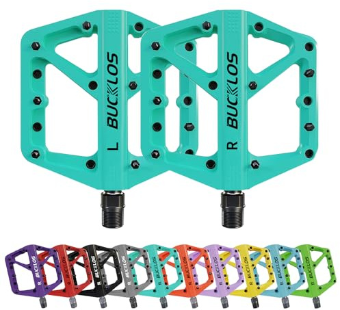 AEYINO Pédales de VTT plates pour VTT - Grande plateforme - En nylon - Antidérapantes - Pour vélo adulte - 9/16
