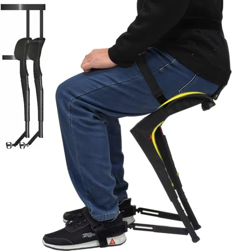 Exmydric 2.2 LBS Lightweight Exoskeleton Wearable Chair, Portable Wearable Seat Supports Up to 331 Lbs, Adjustable Invisible Chair Pants for Anglers, Hikers, Barbers, Chefs, Photographers black
