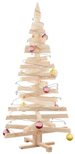vidaXL Weihnachtsbäume mit Ständer Natur 150 cm Massivholz Kiefer, Moderner Wohnraum, künstlicher Weihnachtsbaum, Festliche Deko, saisonale Dekoration, verstellbare Äste, minimalistischer Kiefer