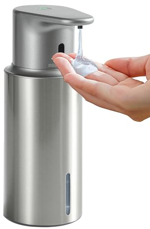 DODO MEKIA Automatic Liquid Soap Dispenser Touchless, 304 Stainless Steel Bottle Body &16.2oz/480ml Rechargeable, 3 Adjustable Liquid Levels, IPX7 Waterproof, for Kitchen Bathroom, Stainless Steel