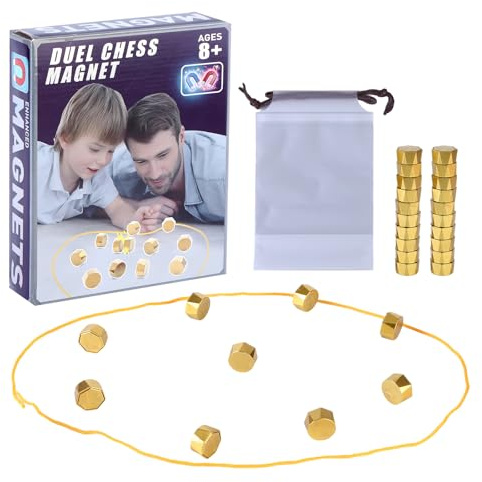 Weihnachtliches Magnet-Schachspiel, tragbares Spielbrett mit 20 starken Magnetsteinen, Reise-Strategie- und Bildungsspiel for Kinder & Erwachsene, Familienparty Camping Tischspiel