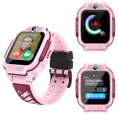 imoo Z3 Smartwatch Kinder mit GPS und Telefon，4G Videoanruf,8G,IP68 Rosa | kinderuhr mädchen,IP68 Wasserdicht für Schwimmen,1.5 Bildschirm,Schulmodus,SOS,Freunde hinzufügen,Fremdanruf-Sperre,Kamera