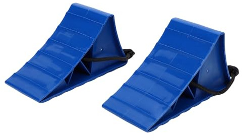 Fafeicy Fermaruota in Polipropilene da 2 Pezzi con Corda, Resistente, Antiscivolo, in Polipropilene, per Auto, Camion, Rimorchio, Barca, Blu