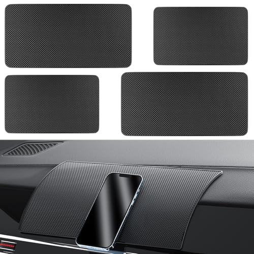 4 PCS Anti-Slip Car Dashboard Sticky Pads, Non Slip Car Dashboard Mat | Self-Adhesive Washable Gel Mats for Car Dashboard, Mobile Phone, Keys, Sunglasses(27 x 15, 18 x 13 cm)