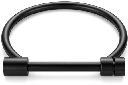UAIAGM Screw Bracelet for Women Men Stylish Titanium Steel D Shape Bar Screw and Shackle Cuff Bangle BraceletLove Screwball Bar Bracelets in Unisex Design (Black)