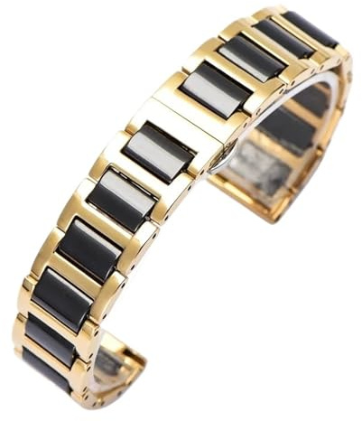 Quick Release Keramiskt klockband Universal Ersättningsrem for män kvinnor(Gold black,18mm)