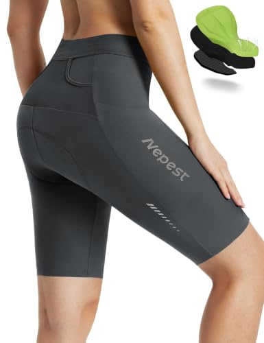 Nepest Women Bike Shorts 4D Padded UPF 50+ Moisture Wicking with Pockets | Womens Cycle Shorts, Breathable, Lightweight, Reflective, Quick Dry, Road Mountain Biking, Road MTB Riding, Biker, Bicycling
