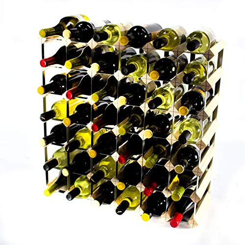 Classic 42 Bottle Pine Wood and Galvanised Metal Wine Rack
