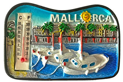Mallorca 3D-Kühlschrankmagnet, Touristensouvenirs, Kunstharz-Kühlschrankmagnet, Heim- und Küchendekoration, Thermometer