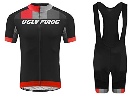 UGLY FROG Klassisch Herren Radtrikot Set 3D Gepolsterte Trägerhose Sommer Atmungsaktiv Kurzarm Bike Shirts Fahrradanzug DTMX02