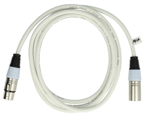 vhbw DMX-Kabel XLR Stecker auf XLR Buchse kompatibel mit Beleuchtung | Schweinwerfer, Bühnenlicht - 3-polig, PVC Kabel-Mantel, weiß, 2m