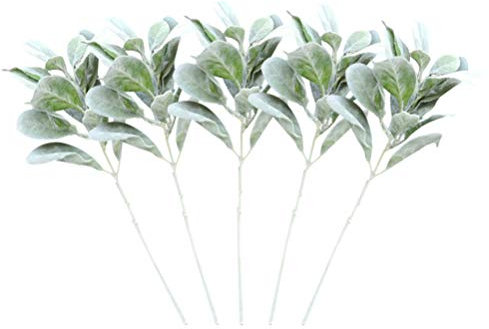 Cabilock 5Pcs Künstliche Beflockte Lammohrblattstiele Gefälschte Hasenohrgrünsträuße für Home-Office-Blumenarrangement Grün
