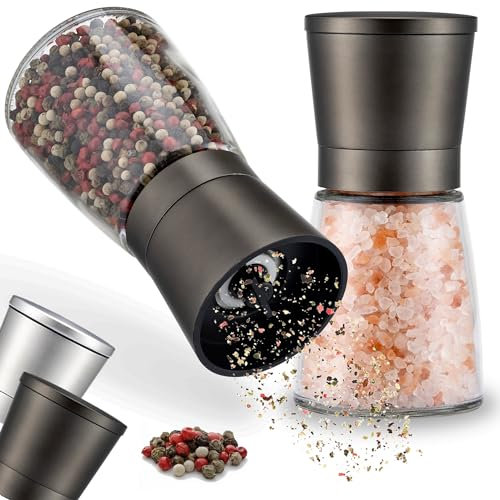 ZOLMER® 2 Set Molinillo Pimienta con mecanismo regulable de cerámica - Elegante molinillo especias de acero inoxidable - Molinillo sal y pimienta También para guindillas [sin especias incluidas]