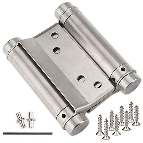 Nsiwem Charnière de Porte Saloon 3 pouces Charnières À Ressort en Acier Inox À Double Action Paumelles de Inox Charnière Fermeture Automatique Charnière Pendule Argenté pour Porte Battante