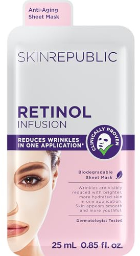 Skin Republic Retinol Infusion Anti-Aging Face Mask | Smooths Skin, Brightens Dark Spots | Reduces Appearance of Fine Lines | Made in Korea (Pack of 1)