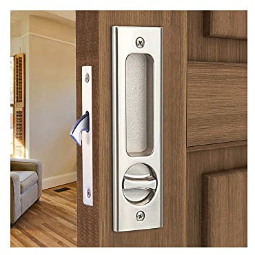 HOCONNIE Serratura per Porta Scorrevole Serratura per Porta a Scomparsa con Chiave Maniglia da Incasso Invisibile 160mm Argento
