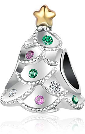 LSxAB Christmas Tree Charm Compatible with Pandora Charms Bracelets