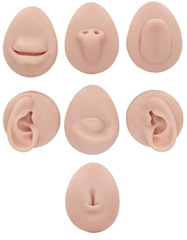 Modèle Partie Du Corps Silicone Souple, Modèle D'entraînement Au Piercing Simulation D'oreille, D'œil Nez Bouche Et Langue En Silicone, Modèle Nombril Pour Les Perceurs Novices (Couleur chair moyenne)