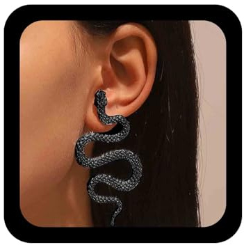 Allereya Vintage Schlange Ohrringe Punk Schlange Ohrringe Große Schlange Ohrringe Schwarz Schlange Ohrringe Tier Schlange Halloween Ohrringe Schmuck Für Frauen Und Mädchen (schwarz)