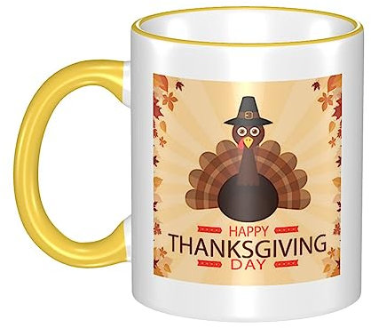 OUSIKA Tasses à café en céramique marron foncé avec motif de dinde de 326 g - Tasse à café ou à thé - Pour thé ou cappuccino