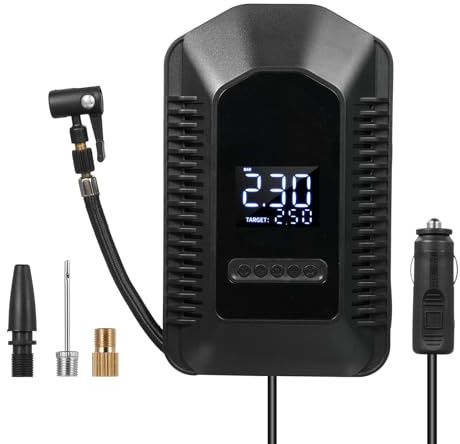 Hancaner Luftkompressor Kompressor 12V DC Auto Luftpumpe Tragbarer Schnelle 150PSI mit LED-Licht Echtzeit-GroßDigitalbildschirm Automatische Pumpe/Abschaltun für Auto, Fahrrader, Motorrad, Ball