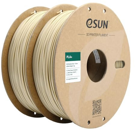 eSUN PLA+ Filament 1.75mm, 3D Drucker Filament PLA Plus, Maßgenauigkeit +/- 0.03mm, 1KG pro Spule, 2 Spulen 3D Druck Filament für 3D Drucker, Knochen Weiß