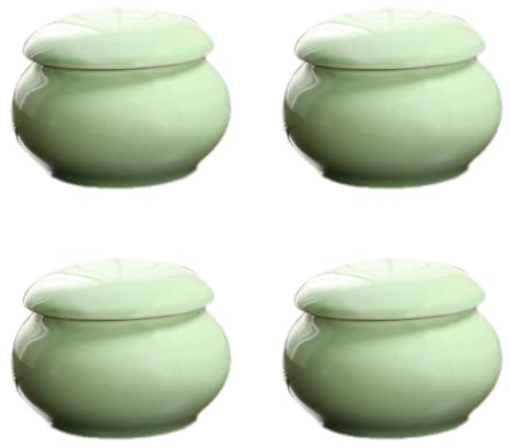 Blausky 1 verre en céramique avec couvercle, petit verre, multi-usage, mini boîte à café, pour le stockage et le remplissage, pour gloss à lèvres, café, sucre, thé, épices, vert, 6,2 x 4,5 cm