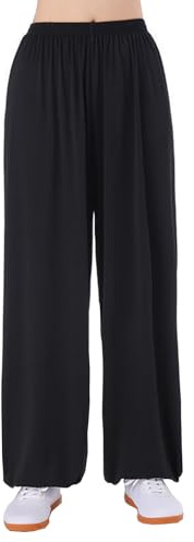 Tai Chi Pants Tai Chi Super Soft Yoga Pilates Trousers Comfortable and breathable fabric Tai Chi Pants Wide Leg Men Women Kids Yoga Pants Qigong Open on the Ankles,Black,L