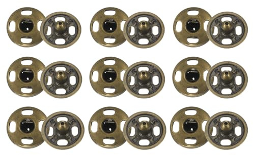 HARFINGTON 72 Set Sew-on Snap Buttons 6/7/8mm Metal Snap Fastener Buttons Fastener Press-Stud Clasps for Closure Purse Handbag Clothes Sewing Craft, Bronze