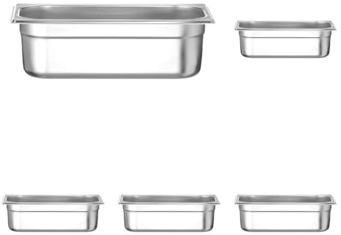 HENDI Contenitore Gastronorm, GN 1/3, resistenza termica -40 °C a 300 °C, compatibile con i forni a convezione, frigoriferi, bagno María, chafing dishes, 4L, 325x176x(H) 100mm, acciaio inox